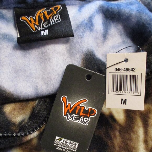 Wild Wear NEW Wolf Woman Medium Blue Tan Brown Full Zip Pockets Jacket - Picture 7 of 8